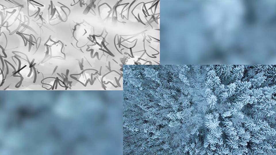 Gegenüberstellung: Wald-Scribble vs finaler Shot vom Badevona Extrawärme Kinospot