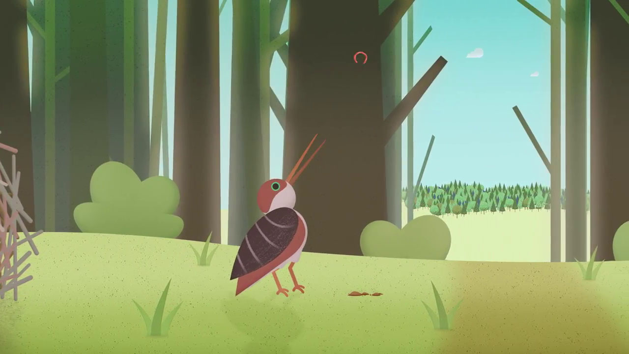 Ausschnitt aus der BUND & NABU BW Windenergie Animation - Vogel wirft Wurm in die Luft