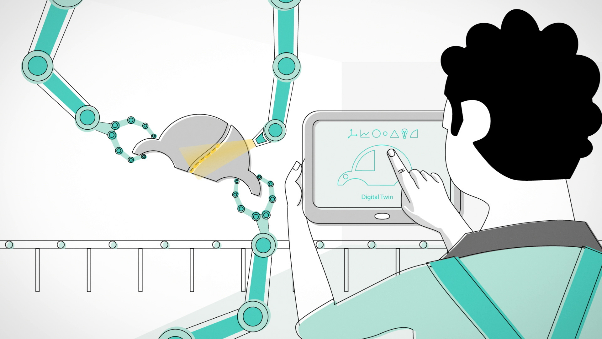 Ausschnitt aus dem Fraunhofer CCIT Film - Mann an Maschine mit Touchpad